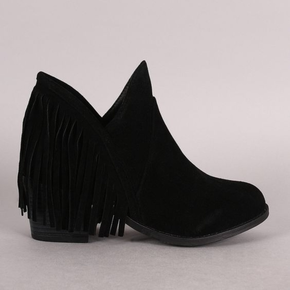 Black Qupid Fringe Boots/Booties - Size 6.5